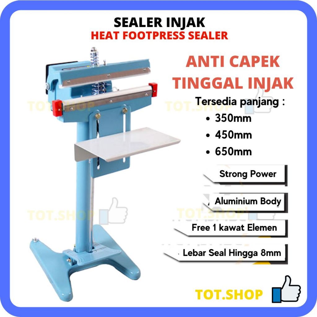 Sealer Injak Las Plastik 350mm / 450mm / 650mm Lebar Kawat 8mm Sealer Model Injak Meja Untuk usaha U