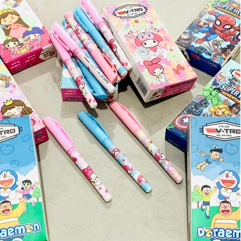

12pcs Pulpen Gel Youmei Karakter V-tro / Bolpoin Ballpoint Gel pen Pulpen Fancy (Pack)