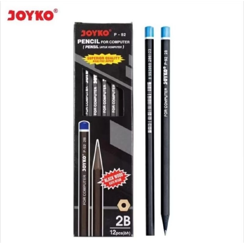 

( 1 BOX ) Pensil 2B Joyko P-92 / Pensil Joyko Black wood color / Pensil 2B joyko hitam / Pensil 2B murah