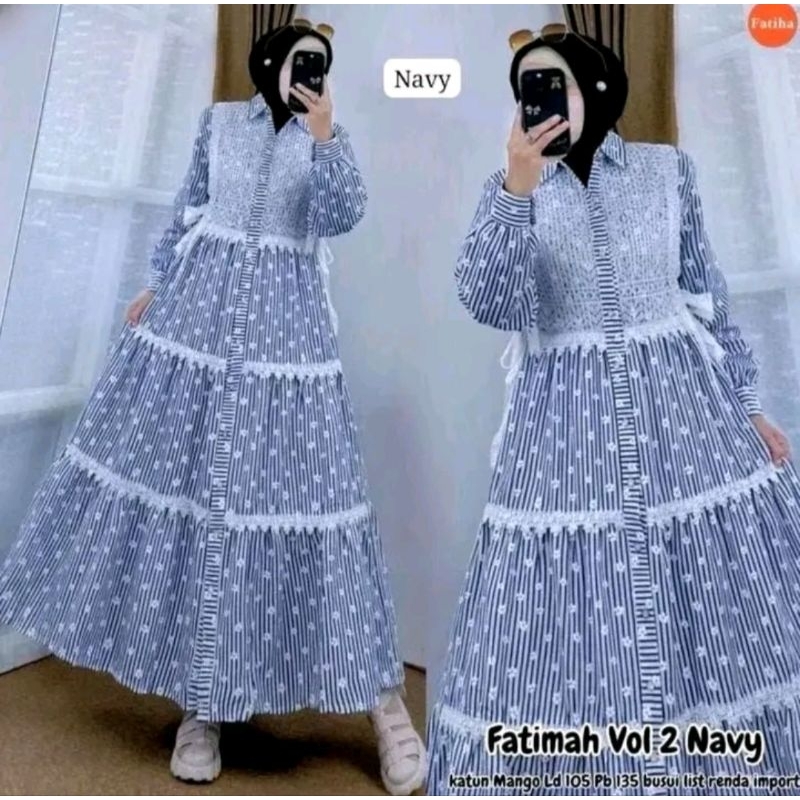 GAMIS FATIMAH SUSUN KATUN PREMIUM MIX RENDA DRESS WANITA BRUKLAT