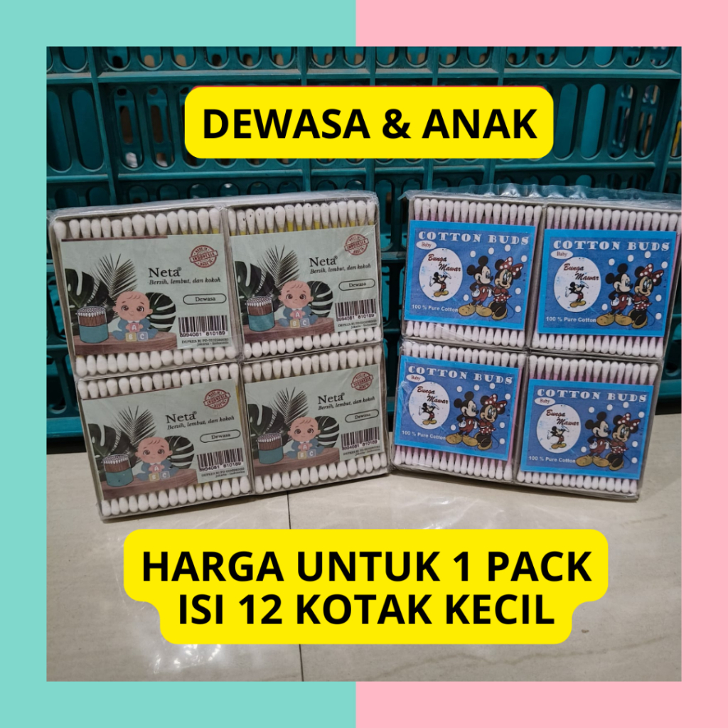 ( 1 PACK ) COTTON BUD / PEMBERSIH TELINGA BABY - DEWASA / KUREK KUPING / KATENBAT