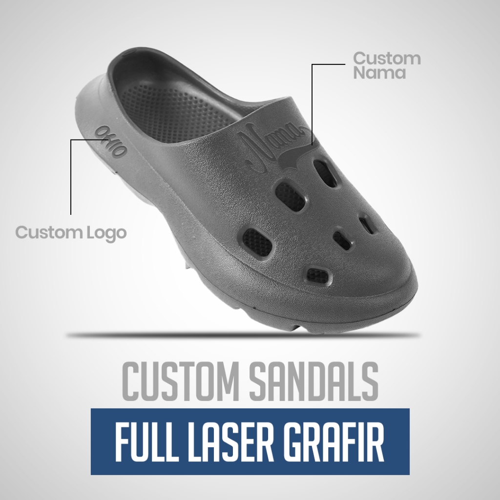 Ohio * Sandal Baim Slide On Pria Hitam Custom I Sandal Slop Pria Custom l Sandal Slide Pria Casual I