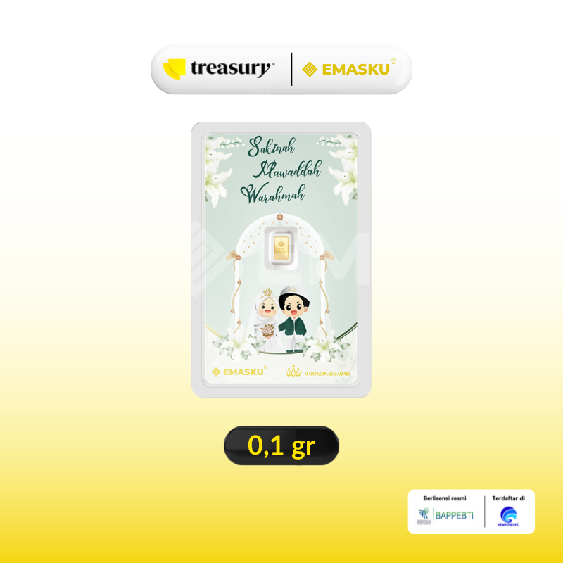 Logam Mulia 0,1 Gram EMASKU Happy Wedding Samawa