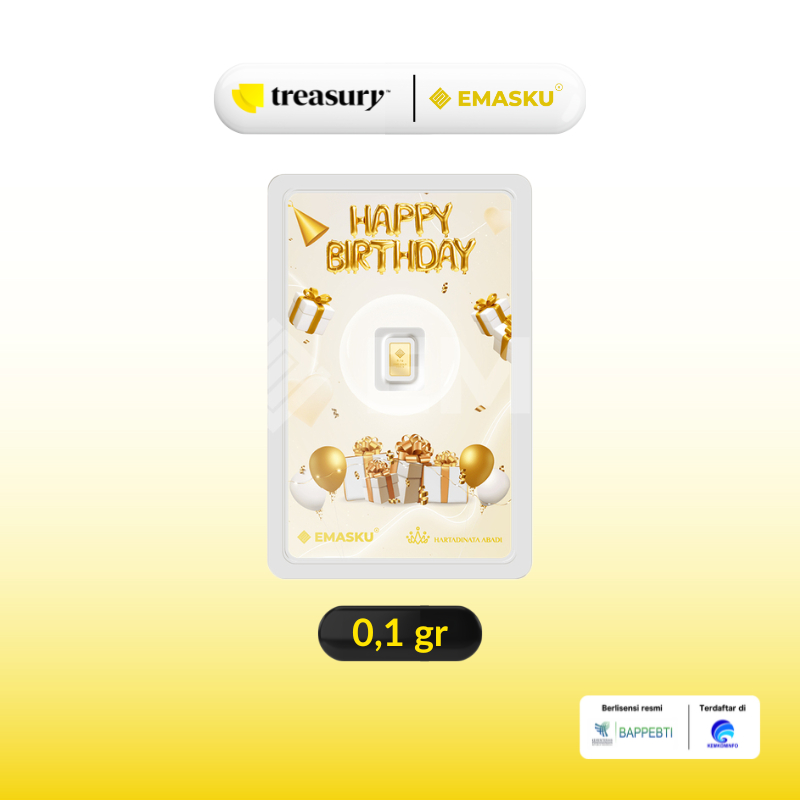 Logam Mulia 0,1 Gram EMASKU Happy Birthday