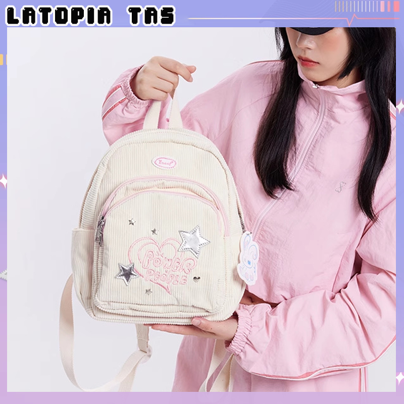 backpack korea Tas Corduroy Y2k Lucu Ceruk Tas Sekolah Kecil Ringan Komuter sekolah