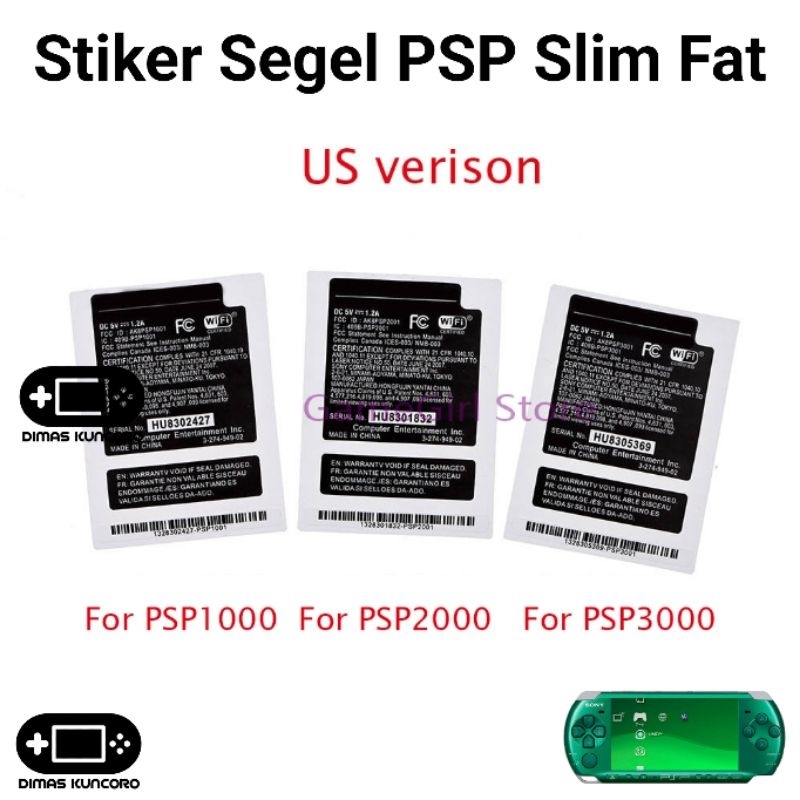 Stiker Segel PSP Slim Fat sticker 1000 2000 3000 void baterai battery
