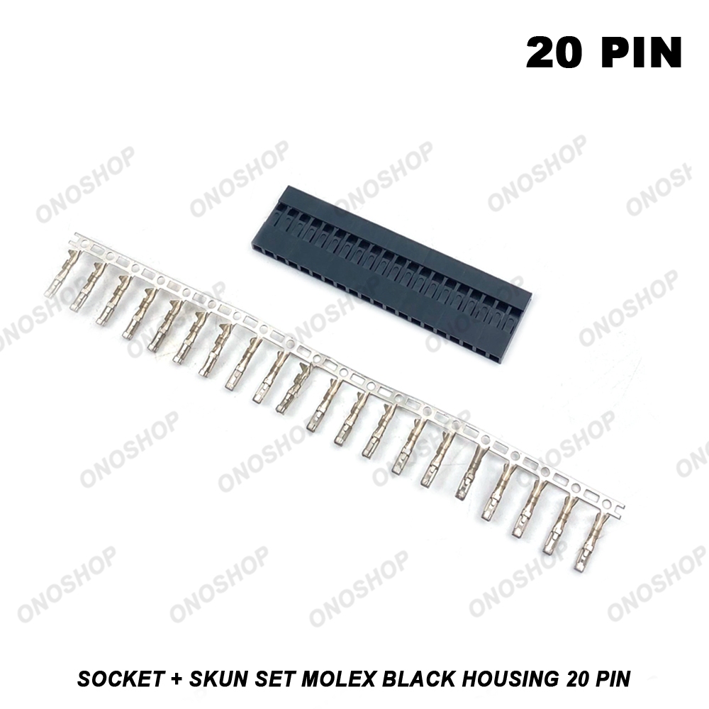 Socket + Skun Set Molex Black Housing - 20 Pin