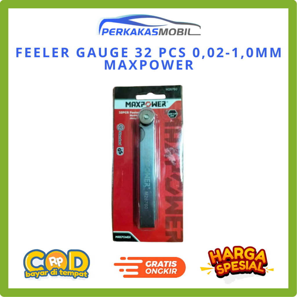 Feeler Gauge 32 Pcs 0,02-1,0MM Maxpower