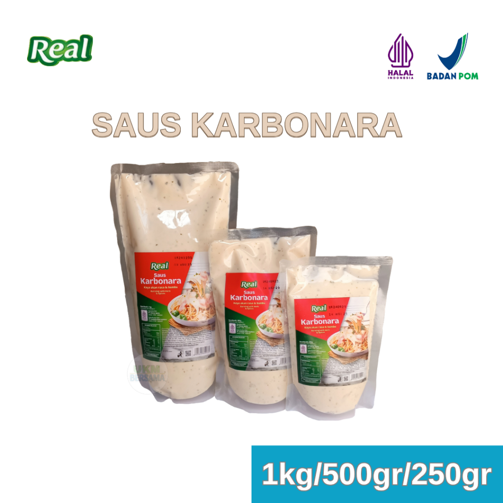 

Real Saus/Saos Spaghetti Carbonara Karbonara Extra Keju Creamy 1kg/500gr/250gr