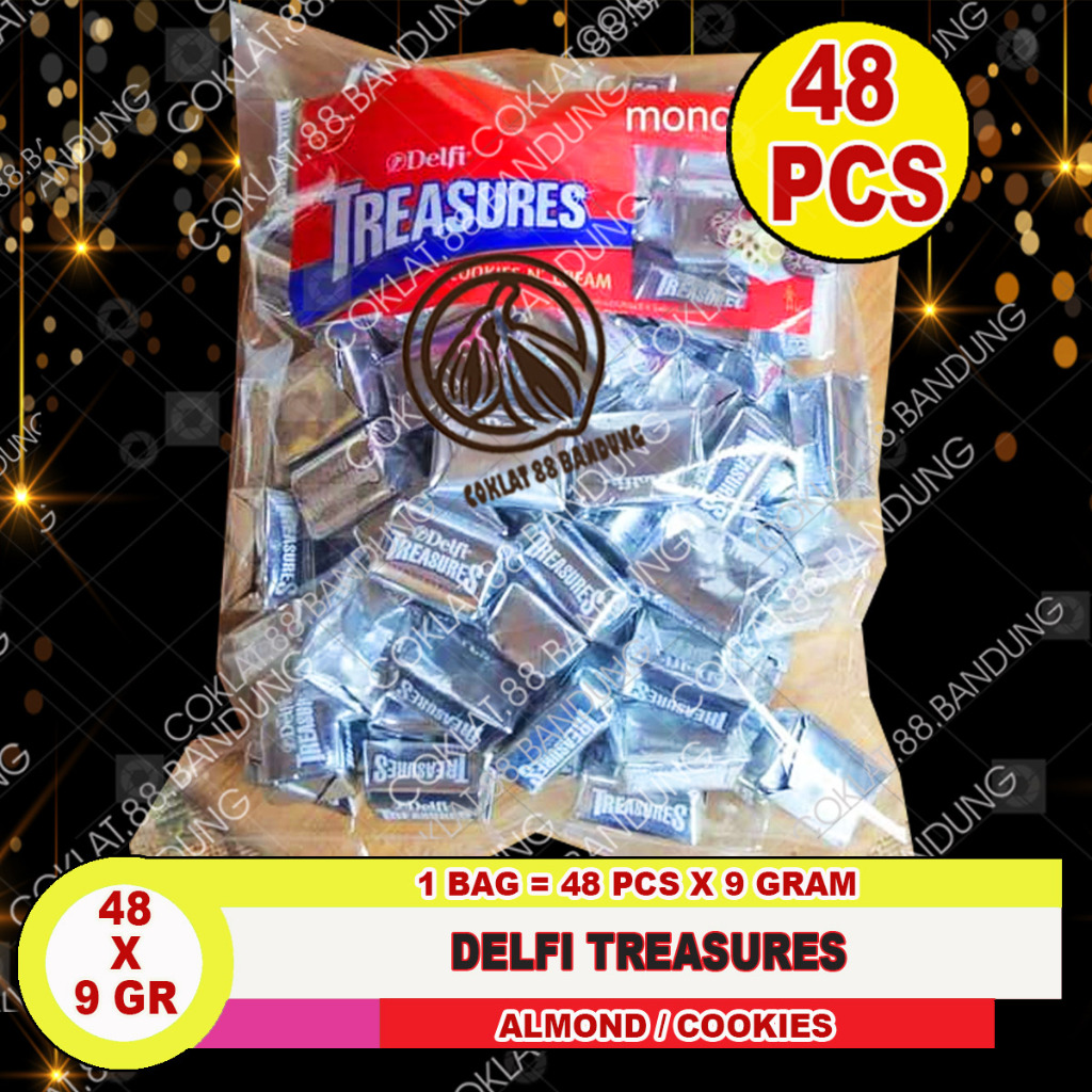 

COKLAT DELFI TREASURE GOLDEN ALMOND 12 BAR X 36GR, DELFI TREASURES 48 PCS 9 GRAM