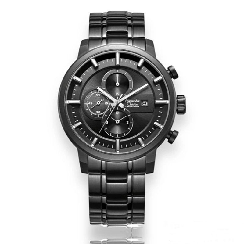 jam tangan pria alexander cristie ac6323 original full black