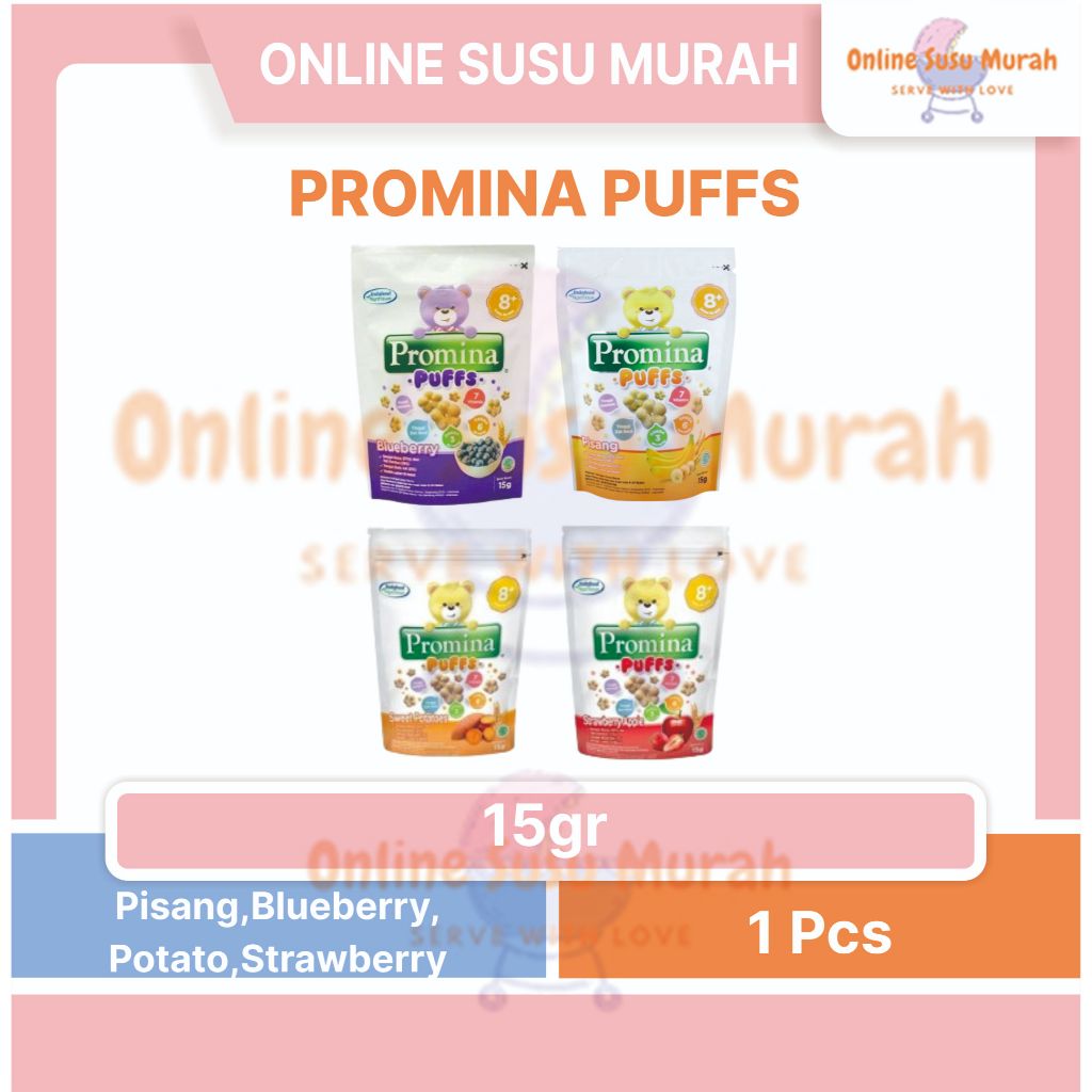 PROMINA PUFF 15 GR SNACK BAYI PUFFS 15GR 8+ USIA 8 BULAN KE ATAS 8 + PRLA