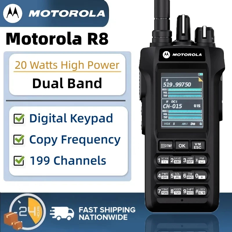 HT Motorola R8 Digital Keypad 20Watt Dual Band Two Way Radio Walkie Talkie long rang 20KM Copy