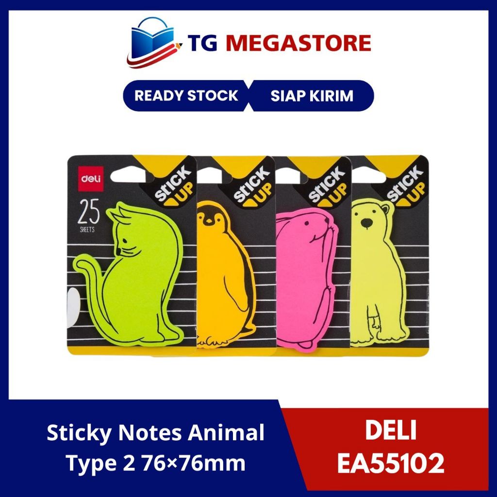 

Sticky Notes Deli Animal Type 2 76×76mm - 25 Sheets - EA55102