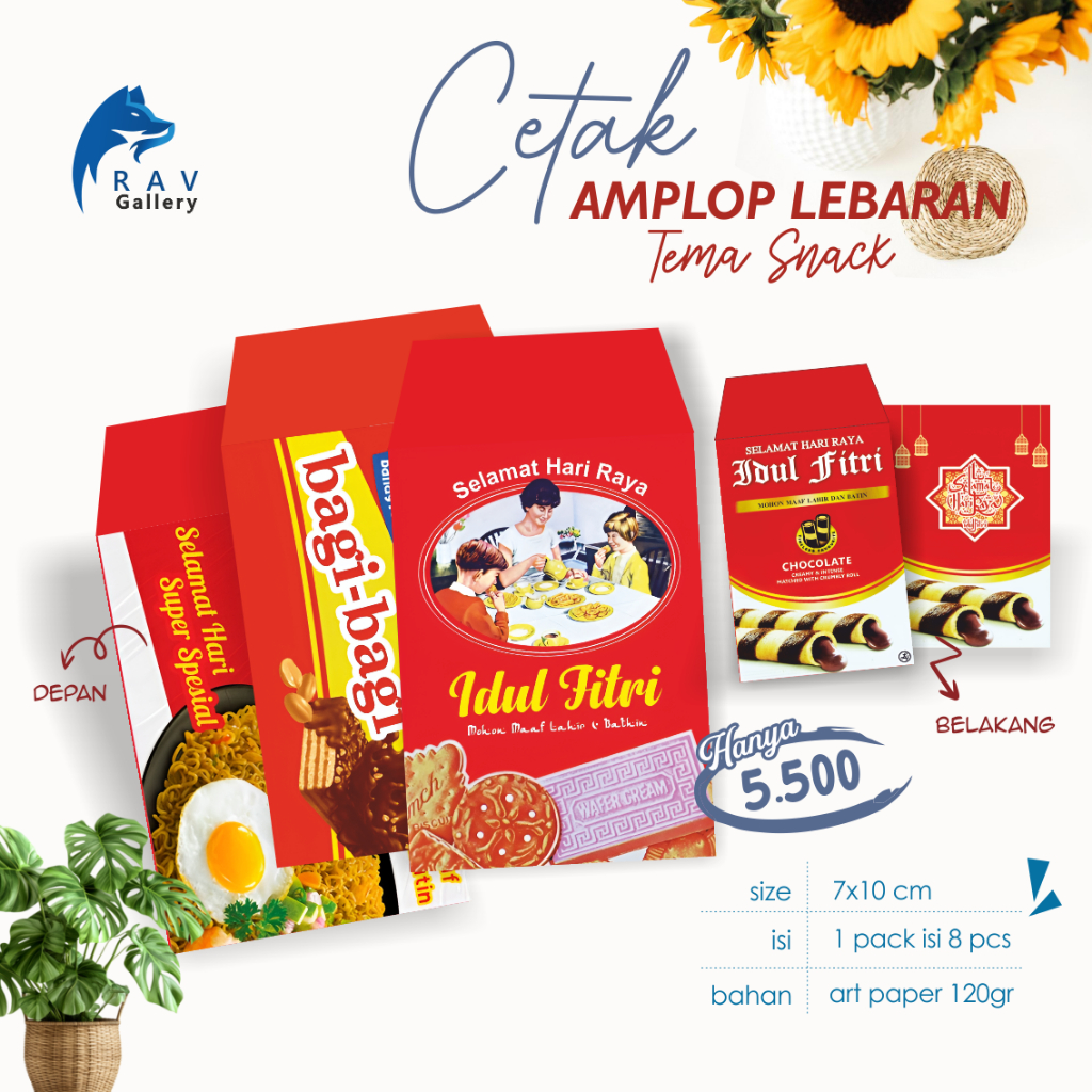 

Amplop Lebaran Idul Fitri Premium isi 6pcs / amplop lebaran tema snack