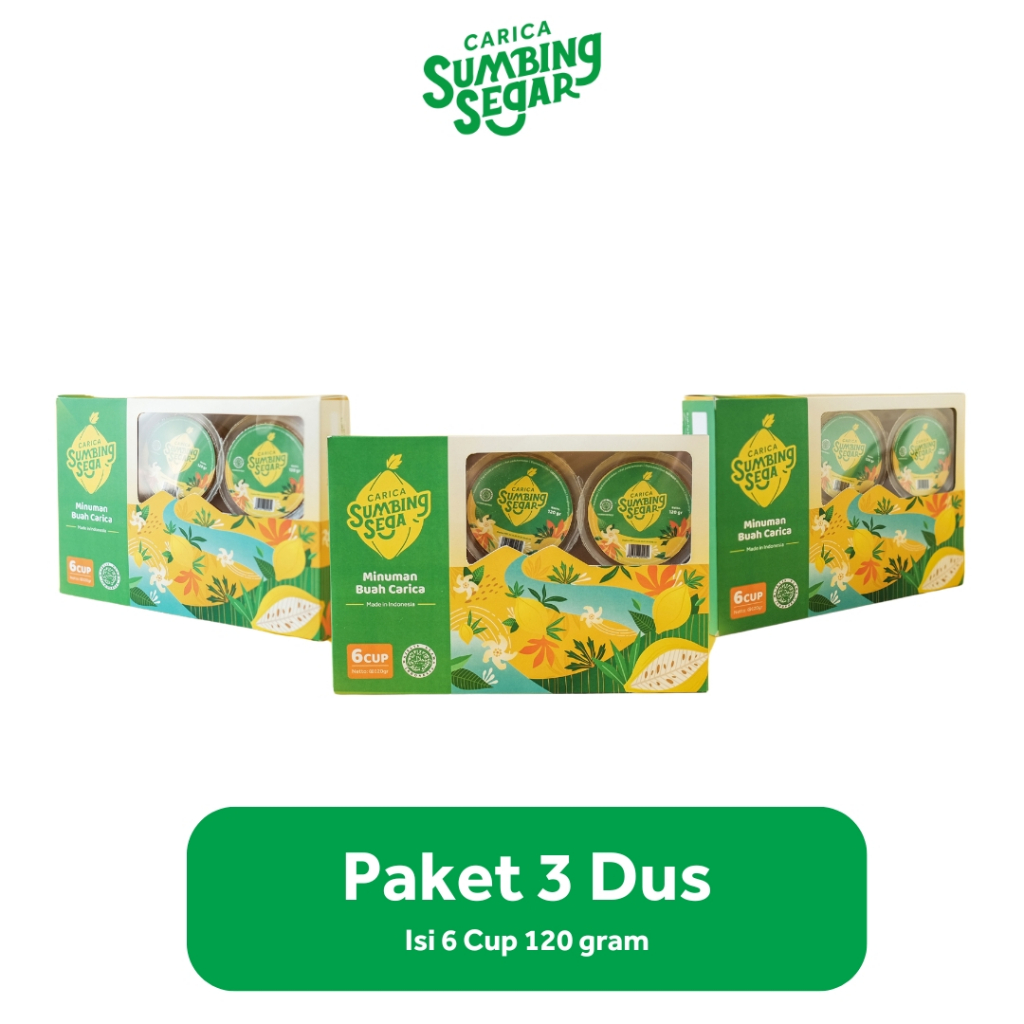 

Carica Sumbing Segar Paket Hemat Dapat 3 Dus isi 6 Cup 120 gram Gula Murni