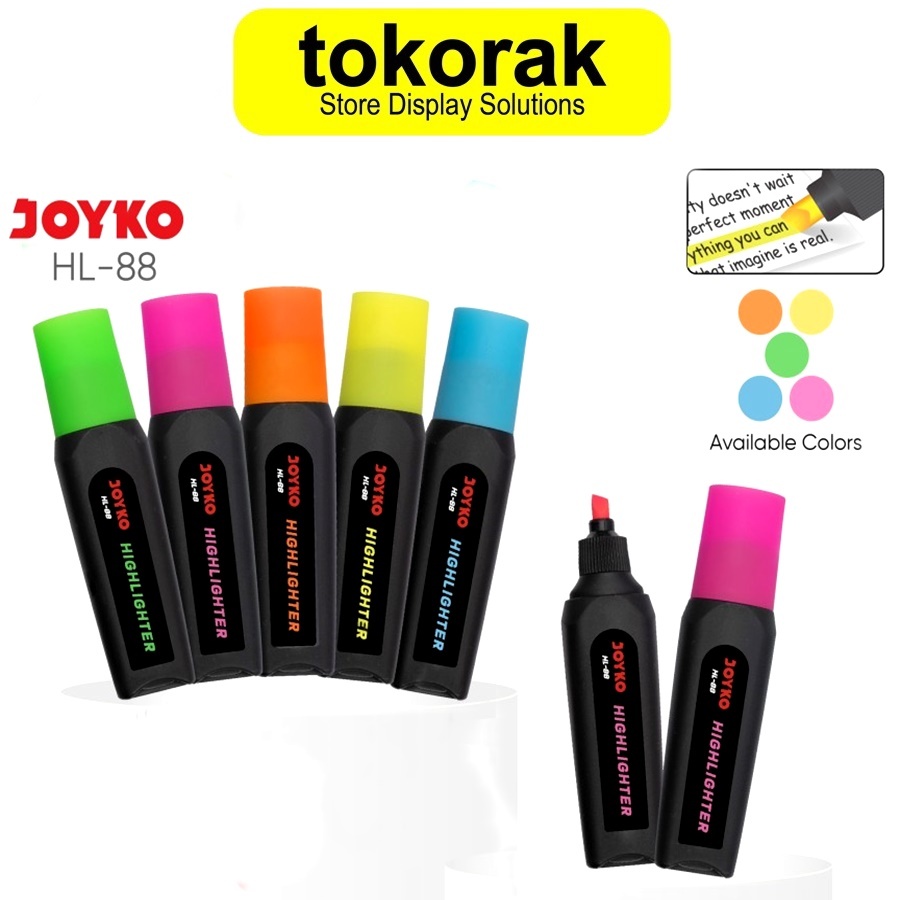 

JOYKO HIGHLIGHTER NEON PENANDA TULISAN WARNA HL-88 JOYKO FLUORESCENT YELLOEW BLEU ORANGE PINK GREEN