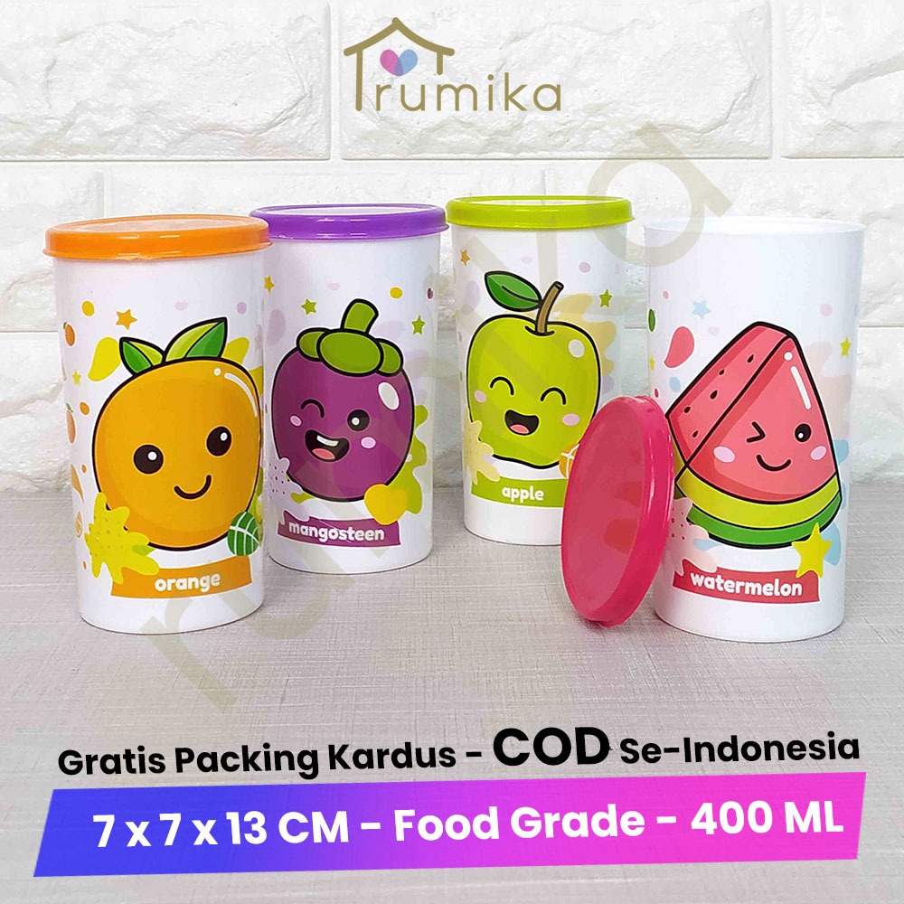 Botol Minum Anak / Tumbler Gelas Tutup Buah Small 400 ml - Souvenir Ulang Tahun