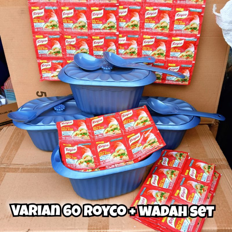 

paket 60 sachet Royco kemasan 8 gr +wadah Royco bumbu penyedap rasa ayam dan sapi