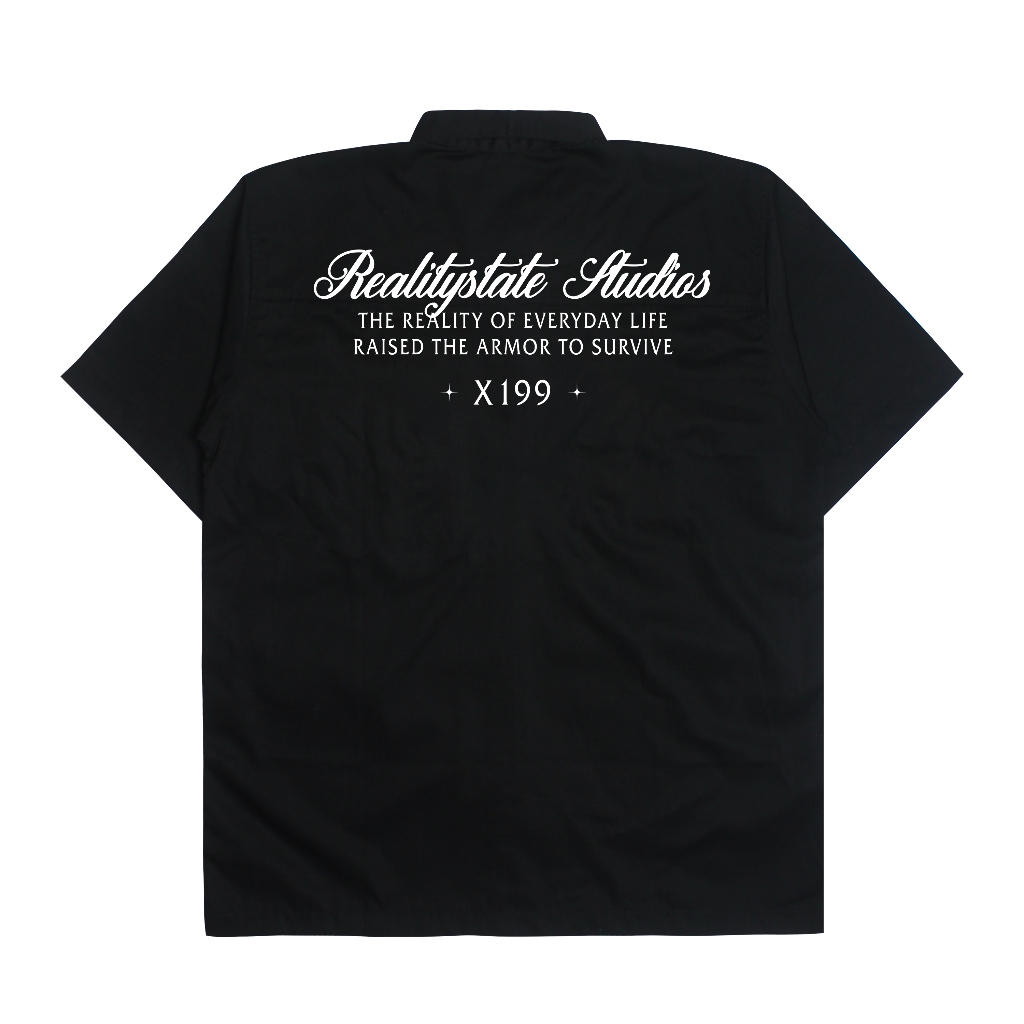 Troy Company Work Shirt Workwear Black Reality Raised - Kemeja Kerja Workshirt Hitam WSP 3043
