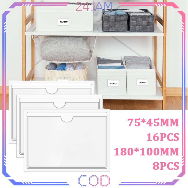 

16pcs Self-Adhesive Tag Holder Label Display Harga Price Tag Holder Transparan Label Nama
