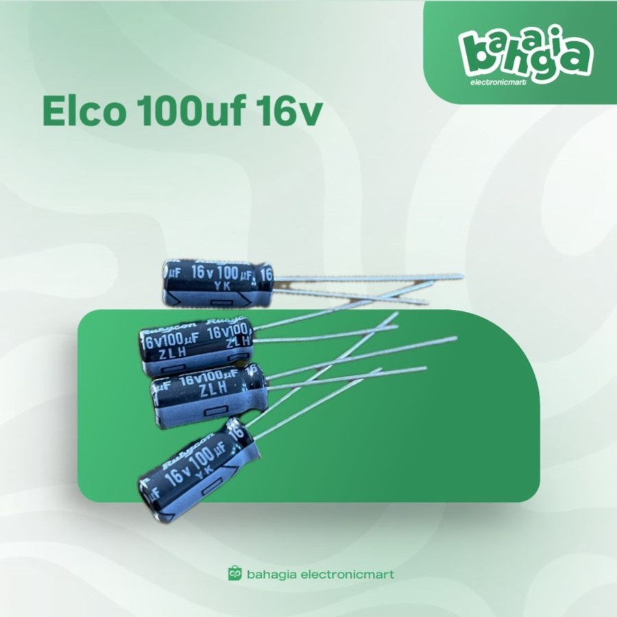 Kapasitor capacitor elko elco 100uf 16v / 100 uf 16 v / 100 16v