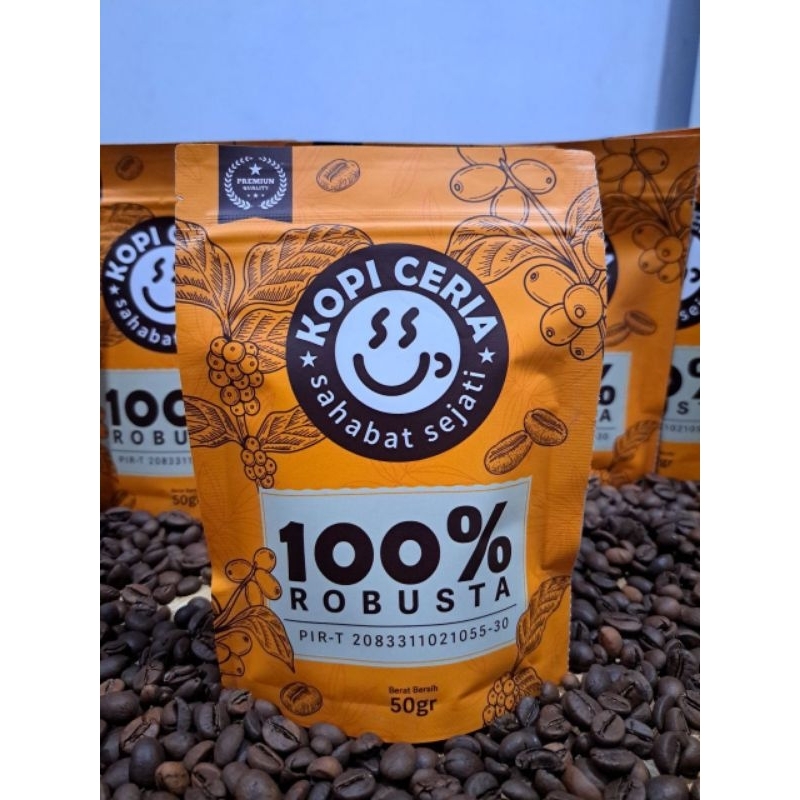 

Kopi Ceria Robusta Temanggung 100% Biji Kopi Pilihan kemasan 50gr