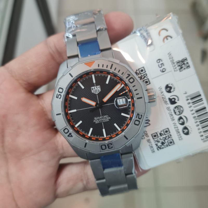 Jam tangan Automatic Swiss Calibre 5 TH TAGHeuer Aquaracer Bamford WAY208F.BF0638 Titanium Limited E