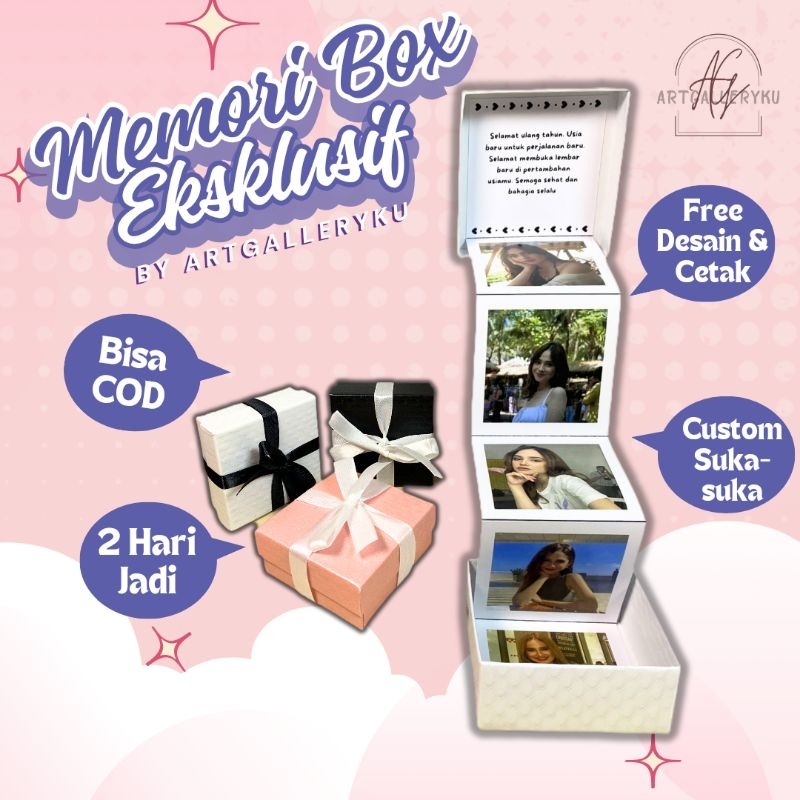 CUSTOM BOX FOTO ULANG TAHUN ANNIVERSARY GRADUATION PERNIKAHAN FOTO MEMORI GIFT MEMORY BOX BIRTHDAY