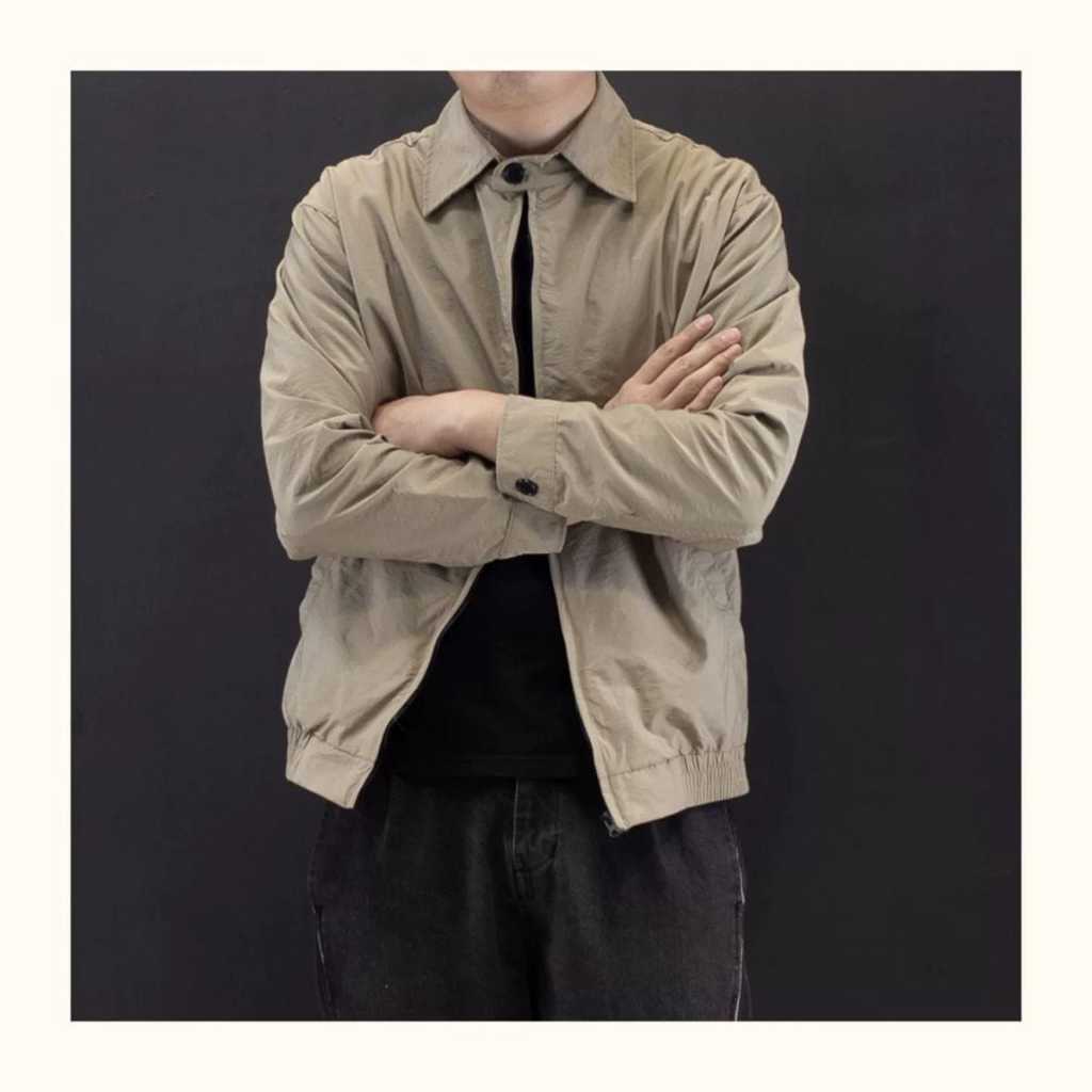 Jacket /Jaket Boxy Pria Kasual Jaket Work Boxy Zipper Panjang Polos Lembut Keren