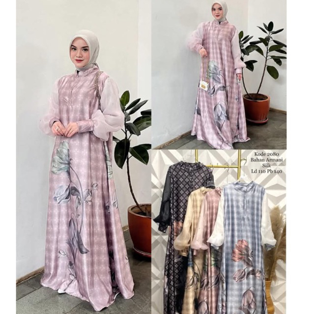 HAFIERSA | Gamis silk tunik silk wanita baju lebaran 2025