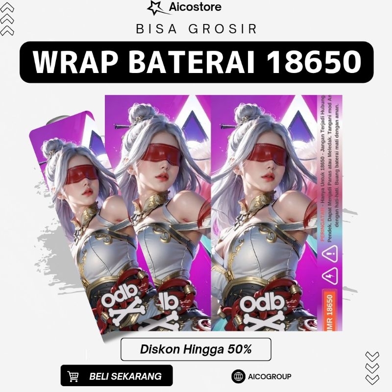 AICO - Skin Wrap Baterai 18650 Karakter Mobil Legend Yin Miya Alucard Moskov Skin Wrap Batre 18650