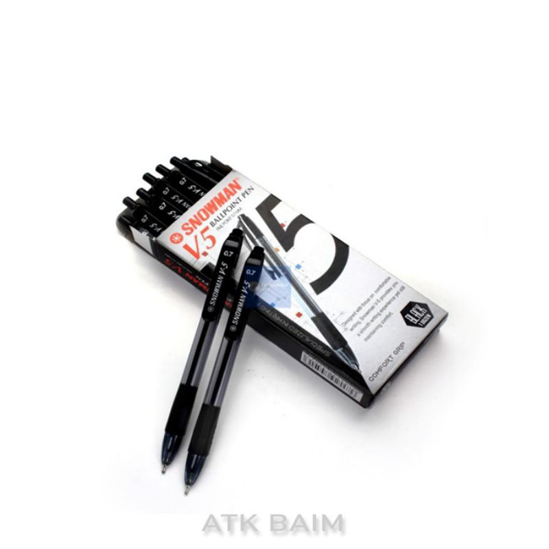 Pulpen Bolpoint Pena Snowman V5 original 1 lusin
