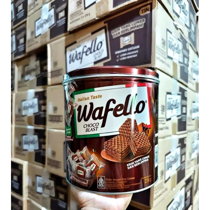 

wafello coklat kemasan kaleng 234g