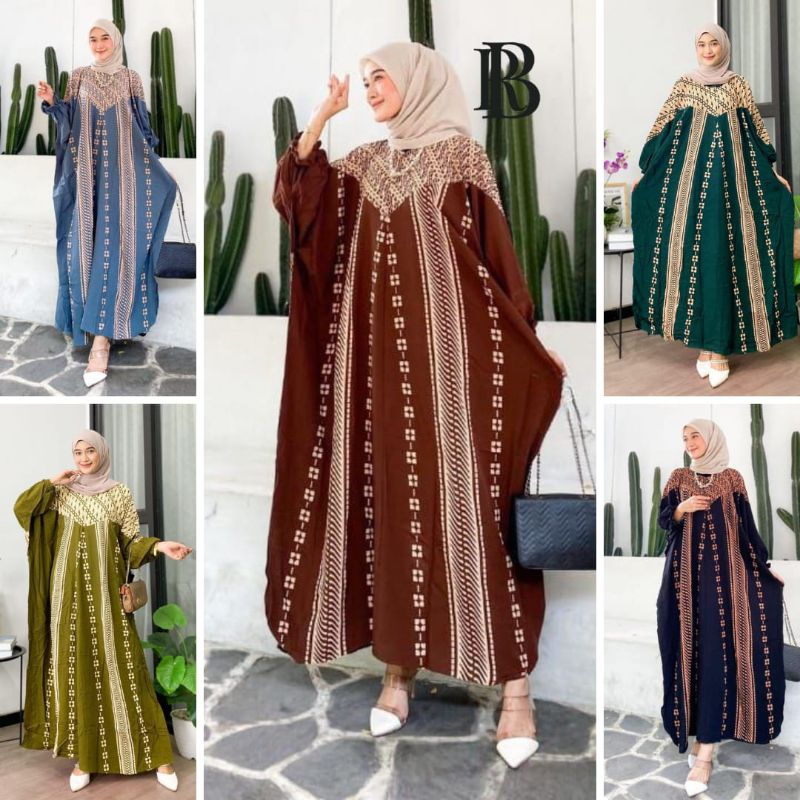 Abaya Gamis Kaftan Jumbo Premium Model Kekinian, Adem & Murah, Busui Friendly, Cocok untuk Semua Usi