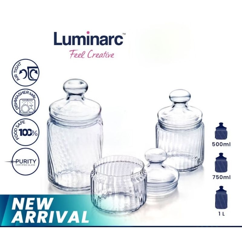 Luminarc Toples Pot Club Striped Set of 3 V9606