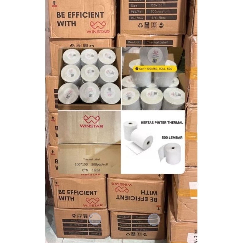 

1 DUS KERTAS STICKER THERMAL BARCODE A6 100mm x 150mm ORIGINAL WINSTAR 500pcs 18 ROLL