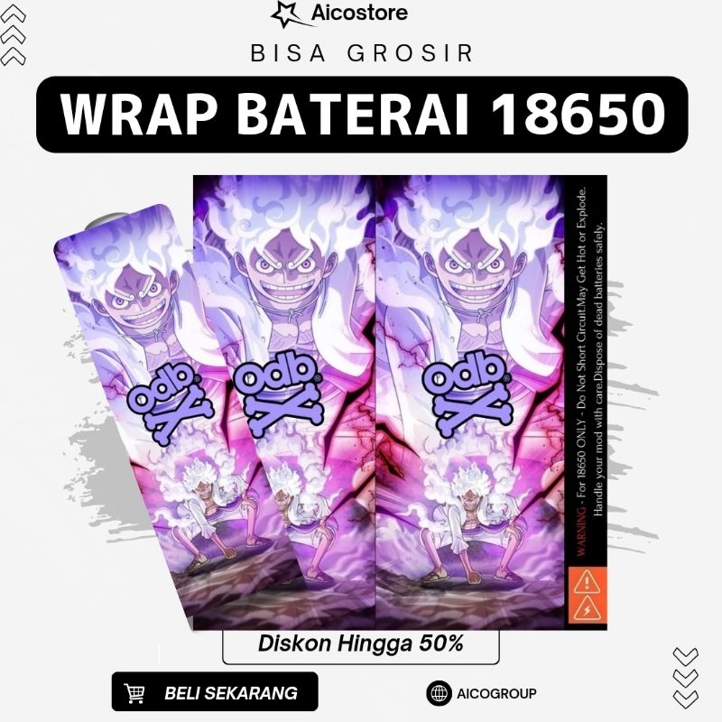 Pelindung Baterai - Skin Wrap Baterai 18650 ODEBE X One Piece Full Luffy Gear 5 Full Motif Limited E