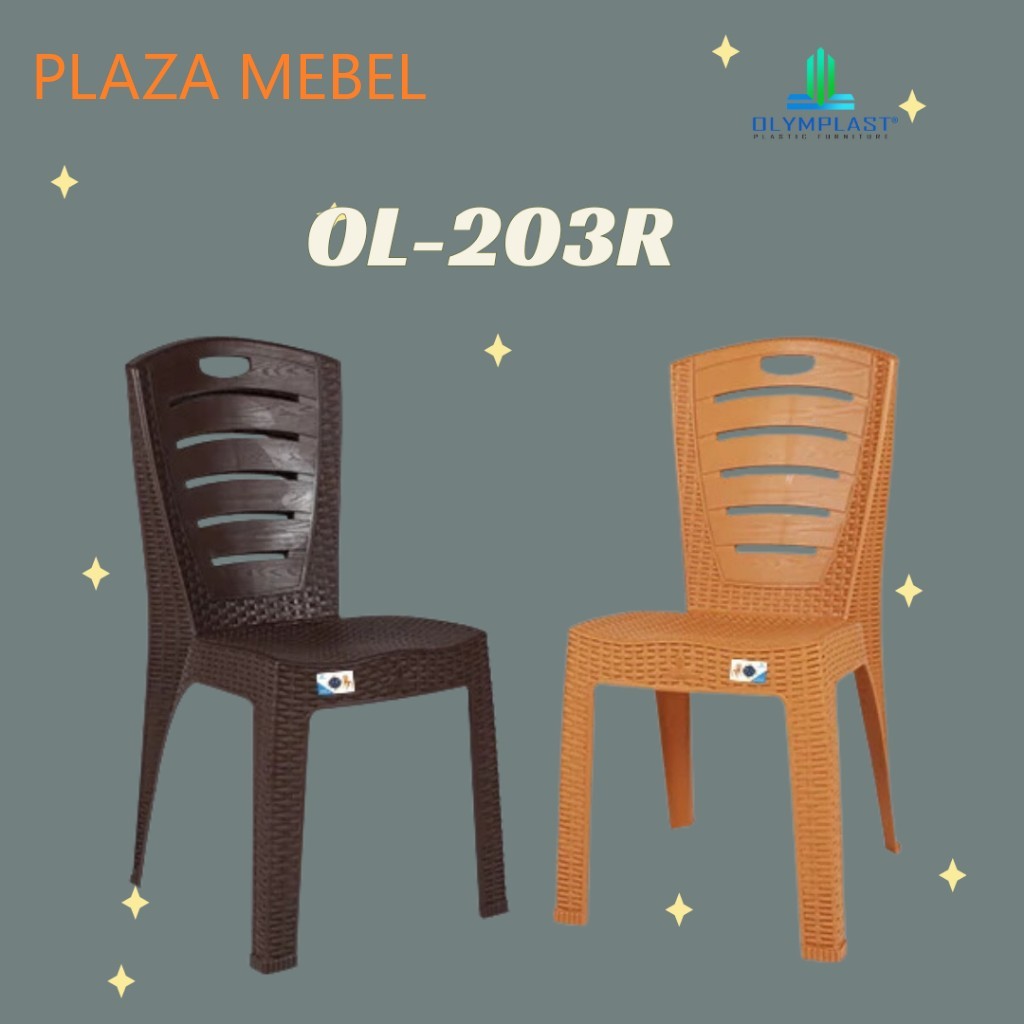 Kursi Susun Sandaran / Makan Plastik Olymplast OL 203R Motif Rotan / Kursi Pesta OL203R