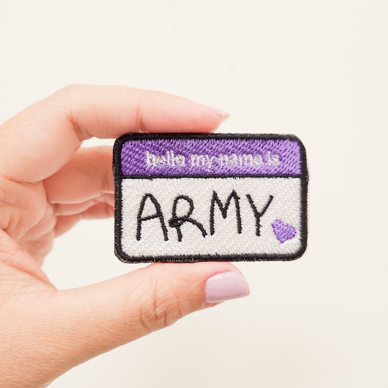 PATCH BORDIR BTS / BADGE BORDIR MY NAME IS ARMY / KPOP IRON PATCH