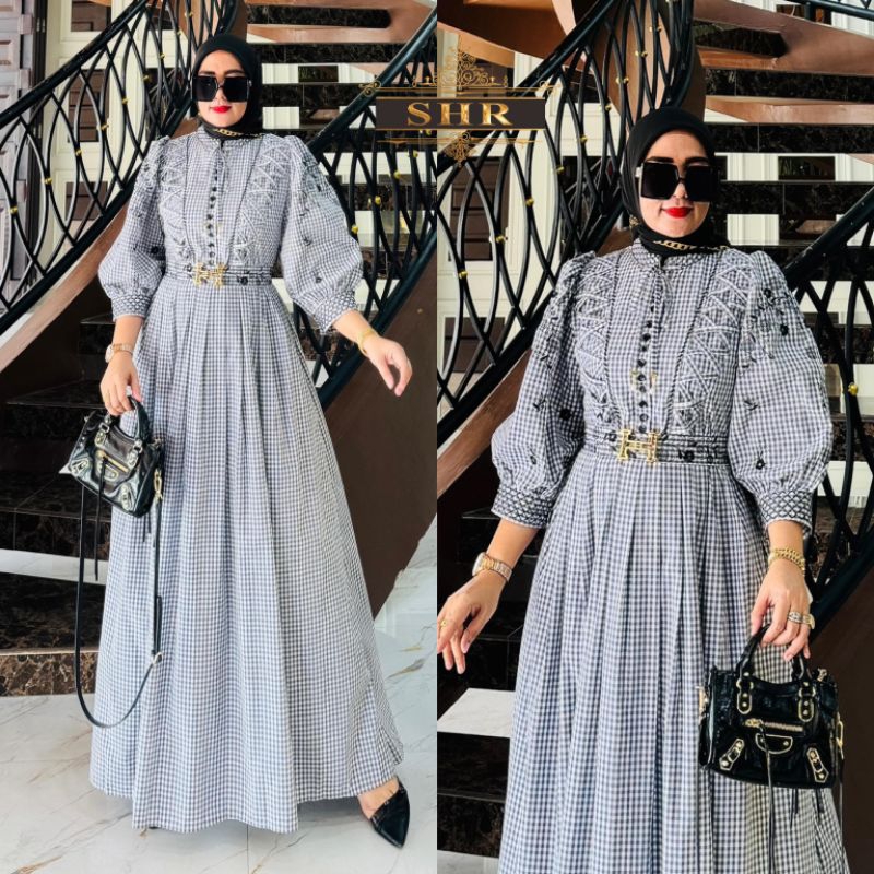 ready gamis dinda bordir 100% ORI SHR