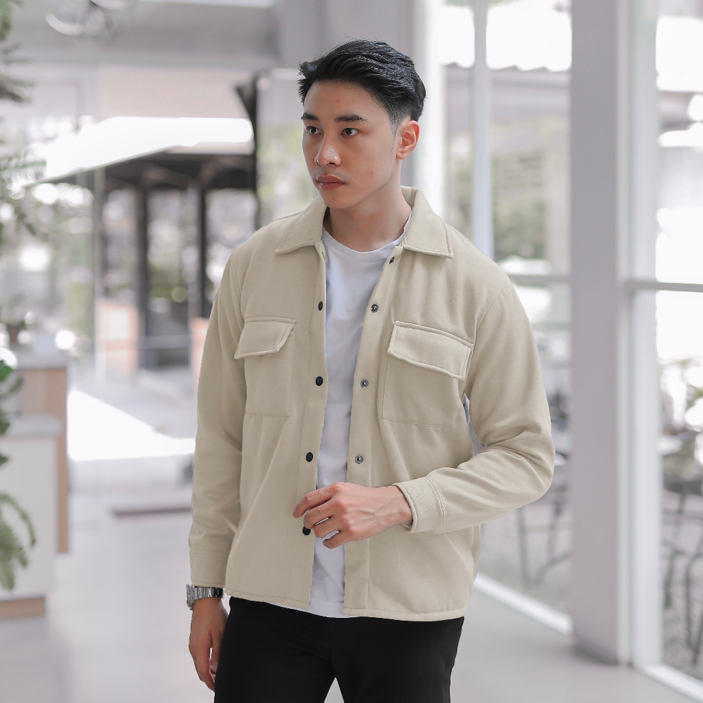 Shacket Jacket - Jacket Pria Fleece Original Civity Beige