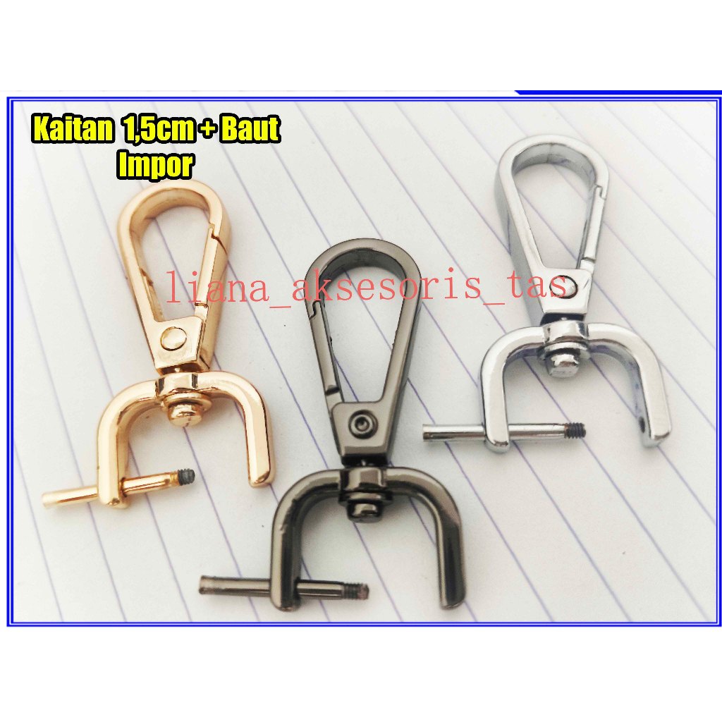 -Kaitan Tas + Baut 1,5cm Impor - Cantelan Tali Tas + Baut 1,5cm Impor - Populer