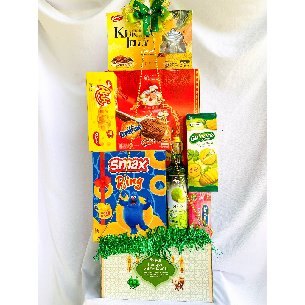 

Parcel Hari Raya07/Hampers/Custom Parcel/Snack Parcel/Kurma Jelly/Ahh Nabati/Butter Cookies/Ovaltine Cookies/Smax Ring/Go Potato/Sirup Marjan/Teh Sariwangi