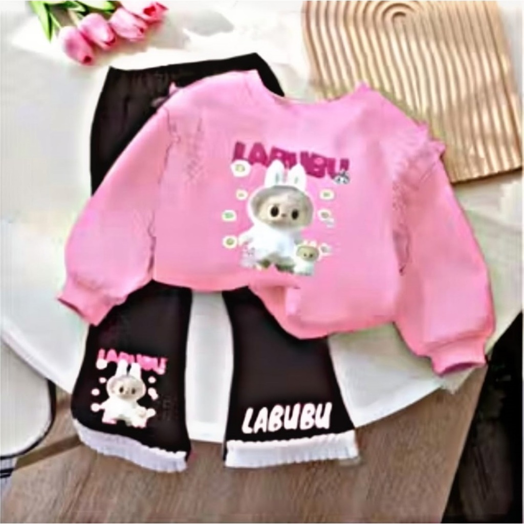 SETELAN ANAK CEWEK LABUBU TERARU SWEATER ANAK /BAJU SETELAN ANAK 1-10 THN