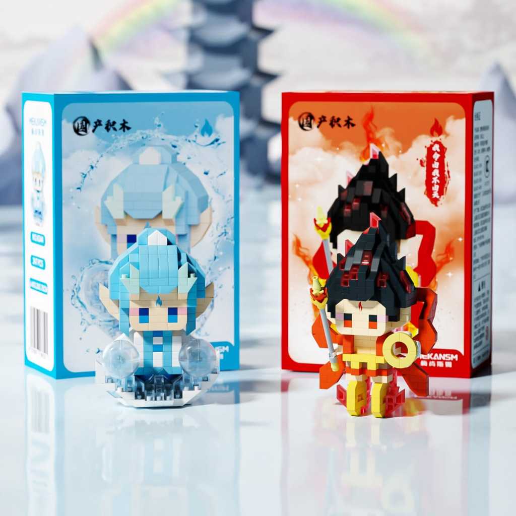Mainan Bricks Nano Block DYI Karakter Nezha Ao Bing Anime Ne Zha