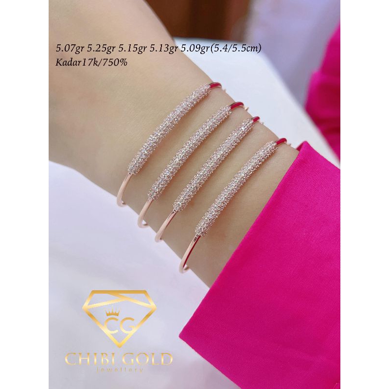 CHIBI LOKASARI - GELANG BANGLE mata tabur emas 750 kadar 17k