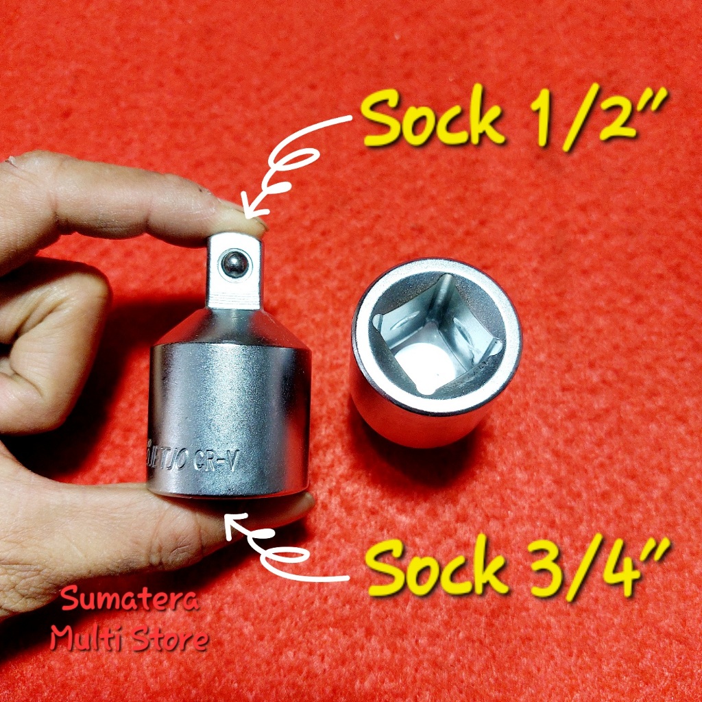 Jetjotools Adaptor Sock 3/4 inch ke 1/2 inchi - Sambungan Kunci Socket 3/4" x 1/2" - Soket Besar Kec