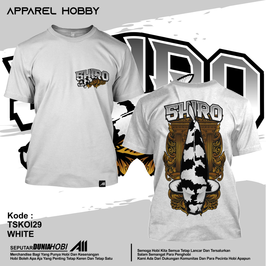 KAOS IKAN KOI SHIRO UTSURI KOI29 WHITE TSHIRT APPAREL HOBBY