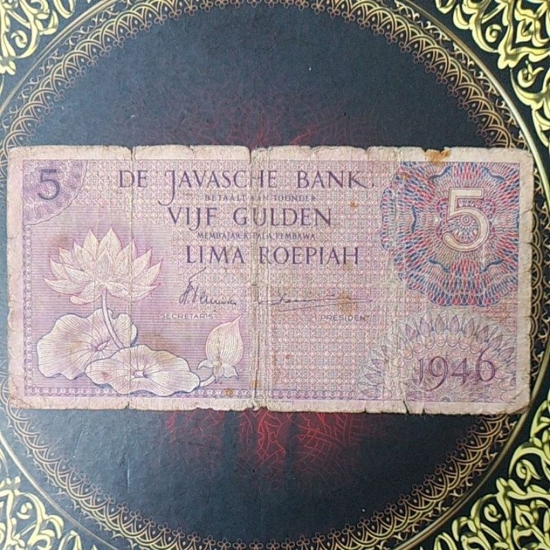 Uang Federal 5 rupiah 1946 ungu vf
